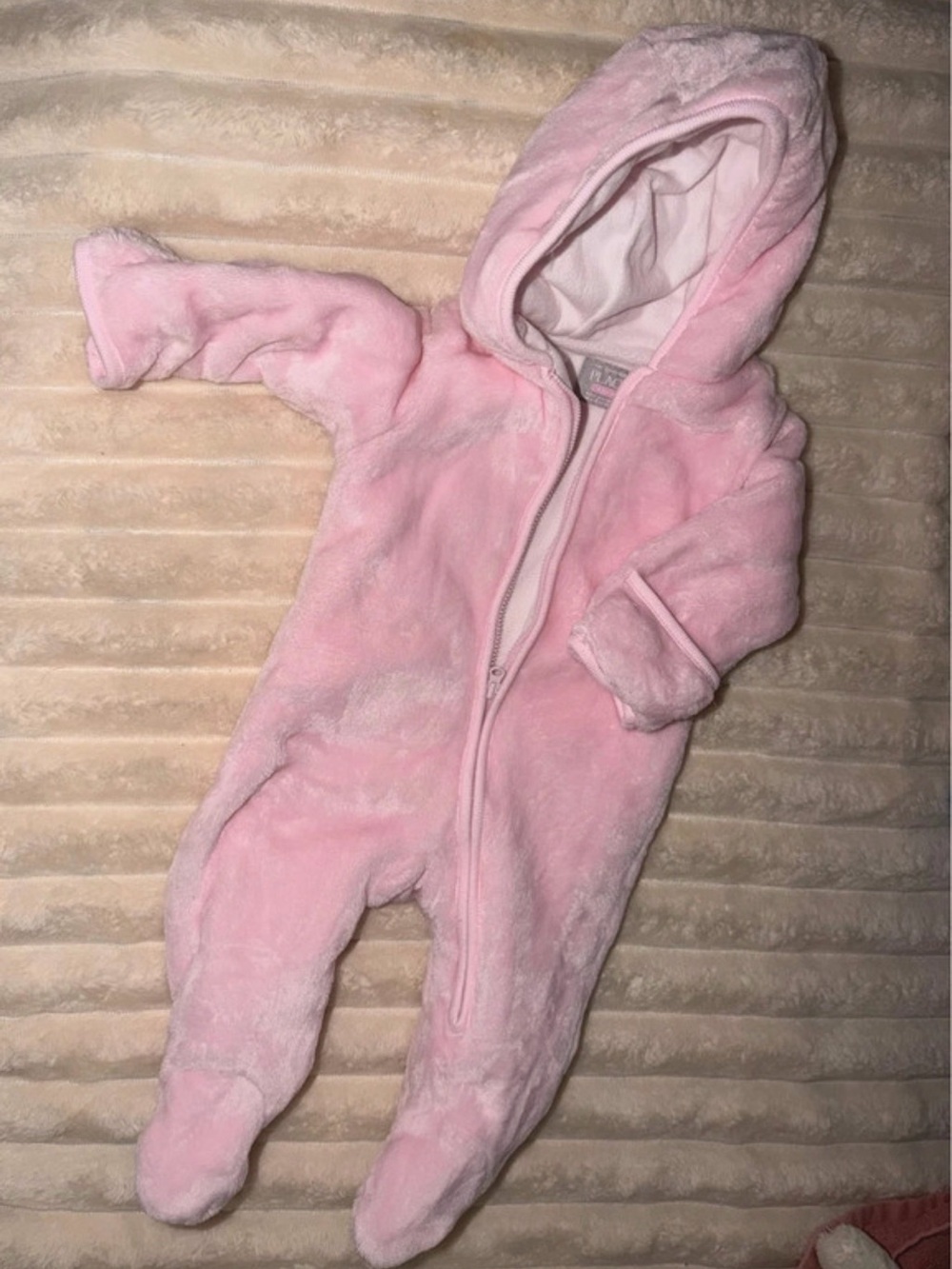 The Children's Place Pink Plush Hooded Footed One-Piece